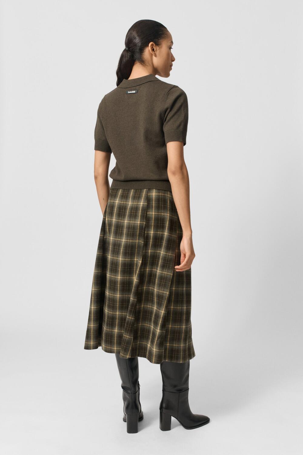 Elaine midi nederdel - 697 Green Multi Check